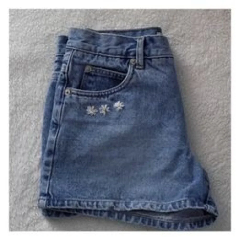 Daisy Embroiled Denim Shorts